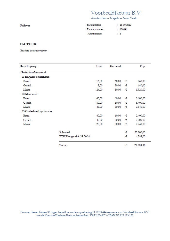 ... voorbeeldfactuur voorbeeld factuur en specificatie in pdf factuur