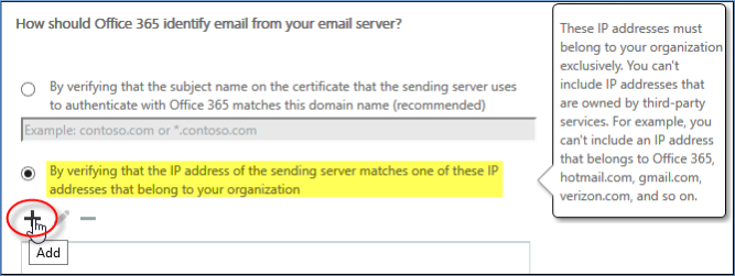 Office 365 as SMTP server verify ip address